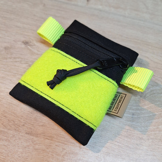 Black Mini Pouch with Flouro Yellow Loop Panel and Tabs