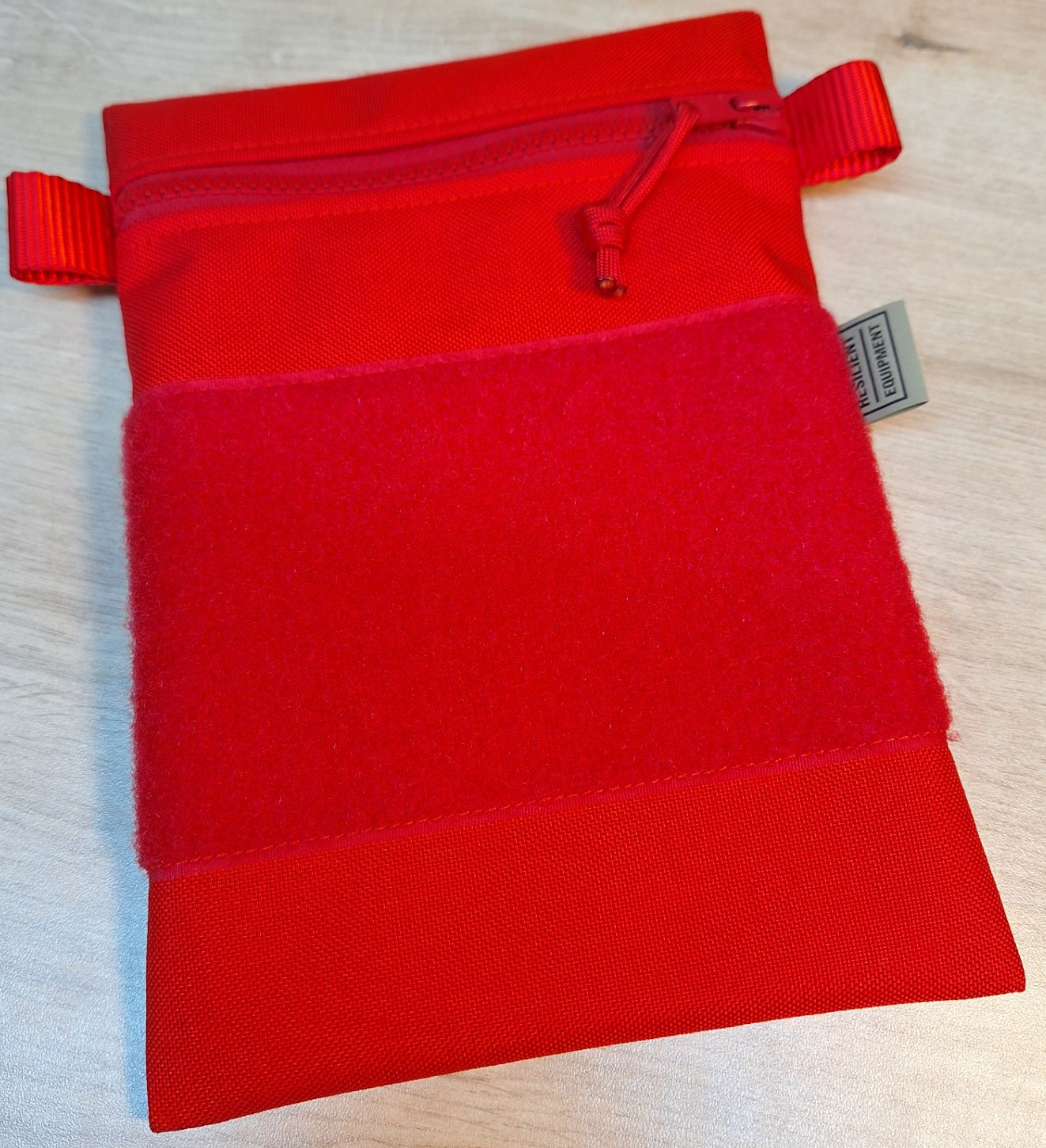 Red Wide Vertical Pouch with Red Zip and Velcro