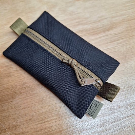 Black Small Centre Zip Pouch with Coyote Brown Zip
