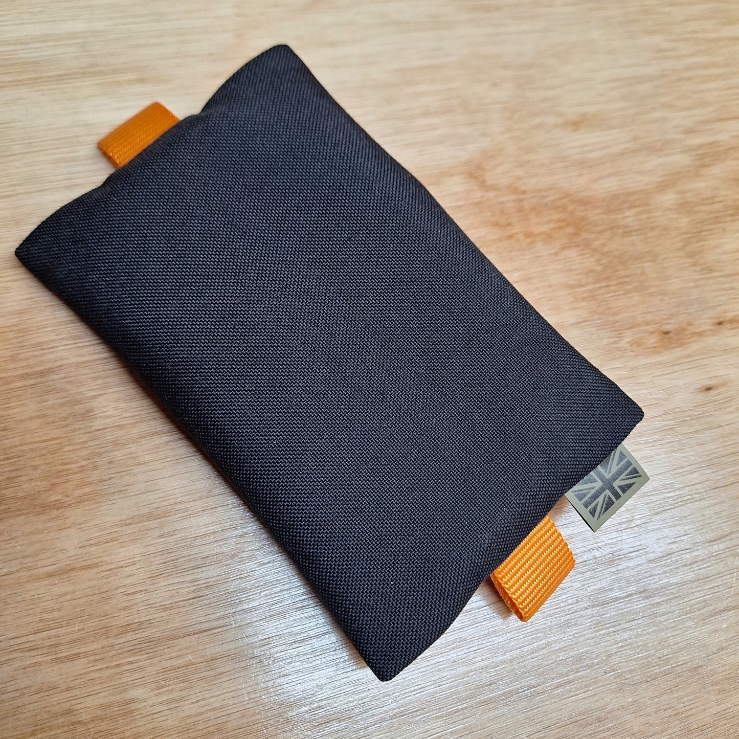 Black Small Centre Zip Pouch with Orange Zip