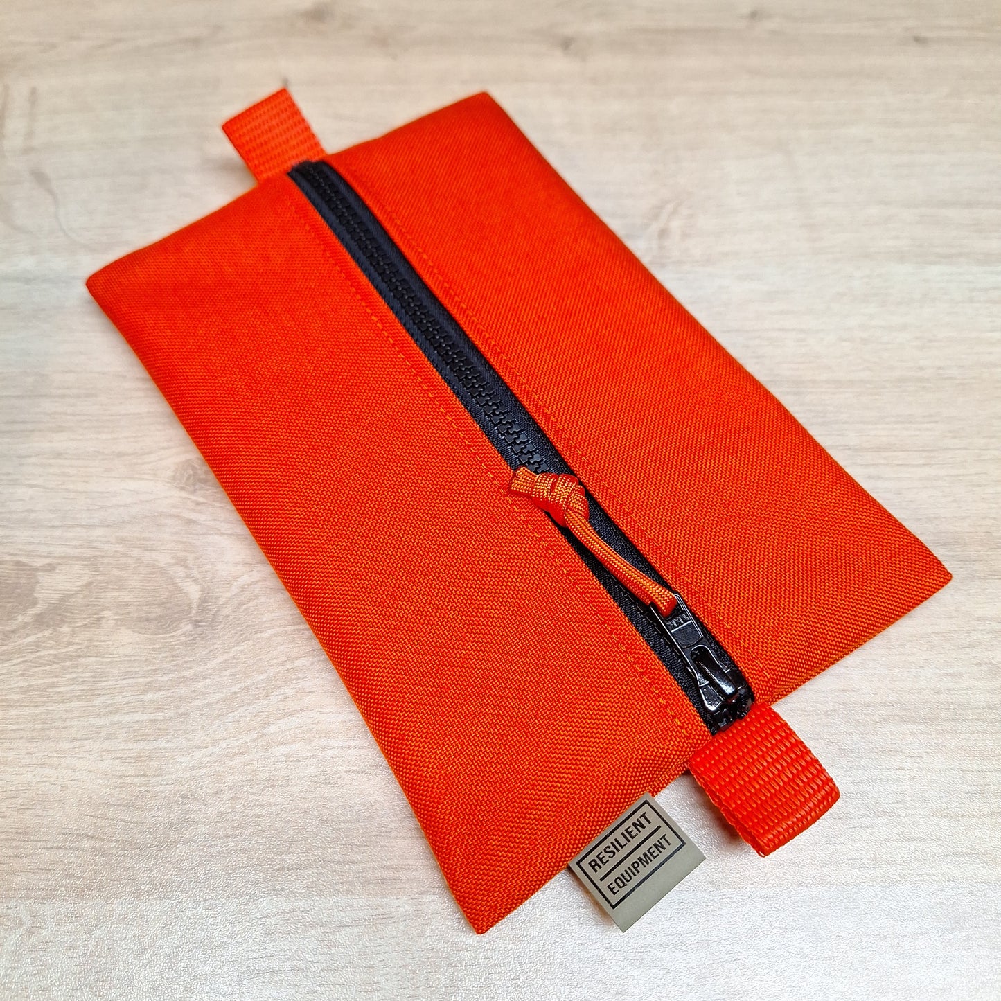 Orange Medium Centre Zip Pouch with Black Zip