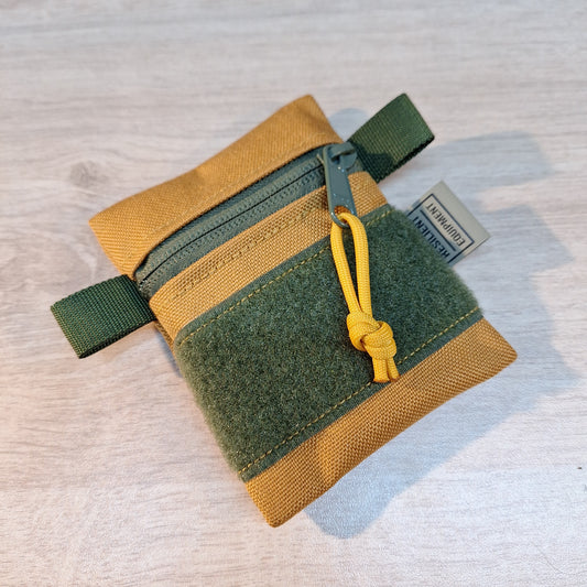 Gold Mini Pouch with Olive Zip and Velcro