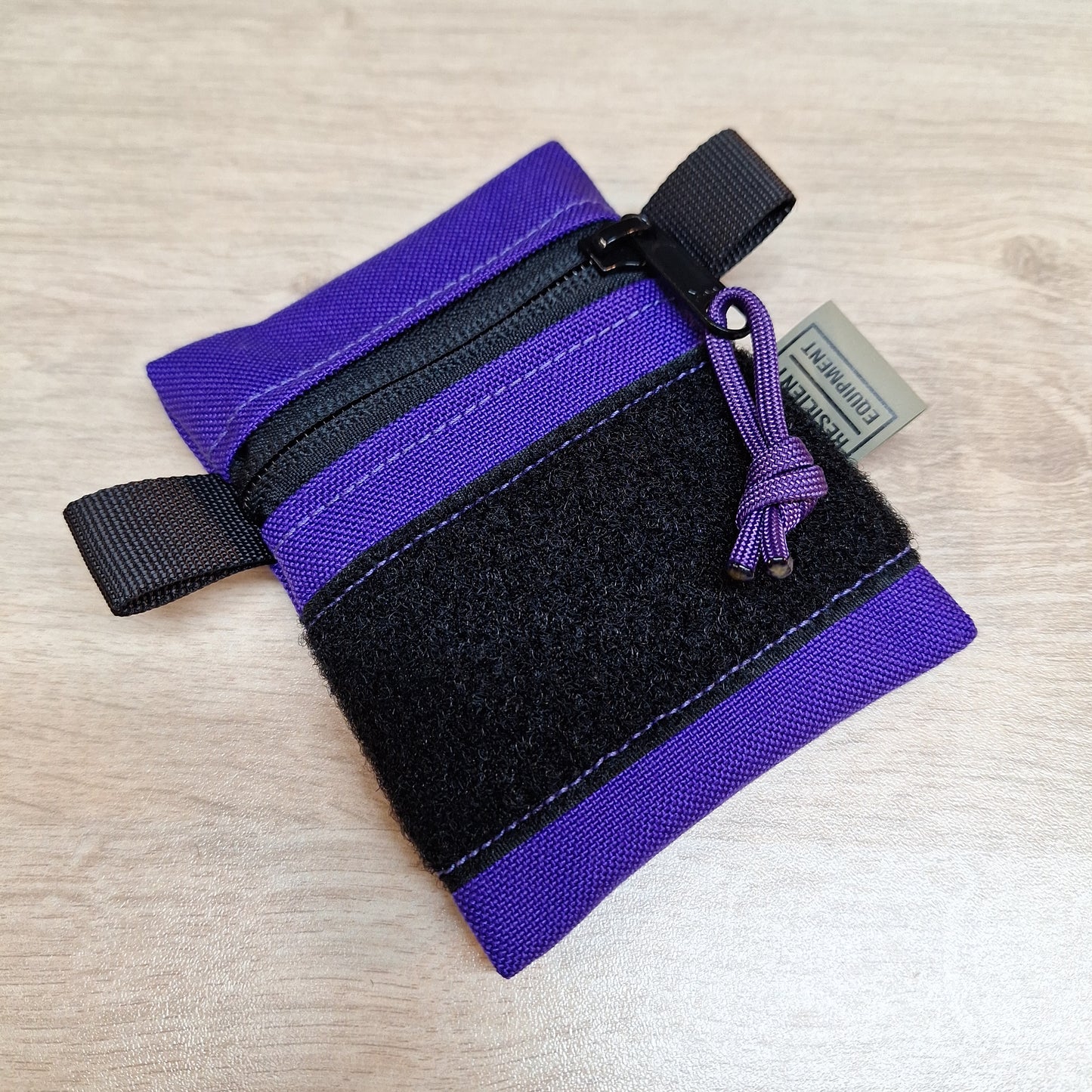 Purple Mini Pouch with Black Velcro and Flouro Green Lining