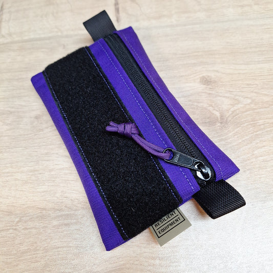 Purple Simple EDC Pouch with Velcro and Flouro Green Lining