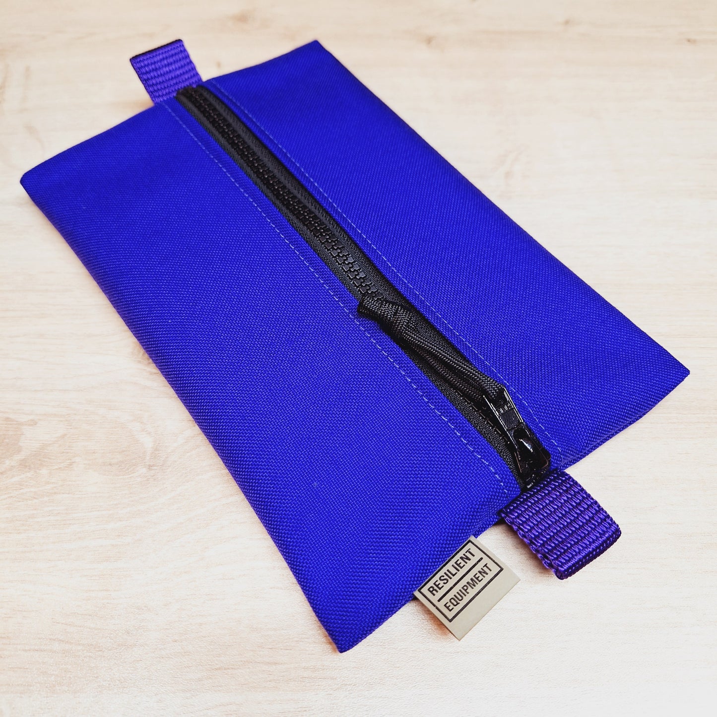 Purple Medium Centre Zip Pouch with Black Zip