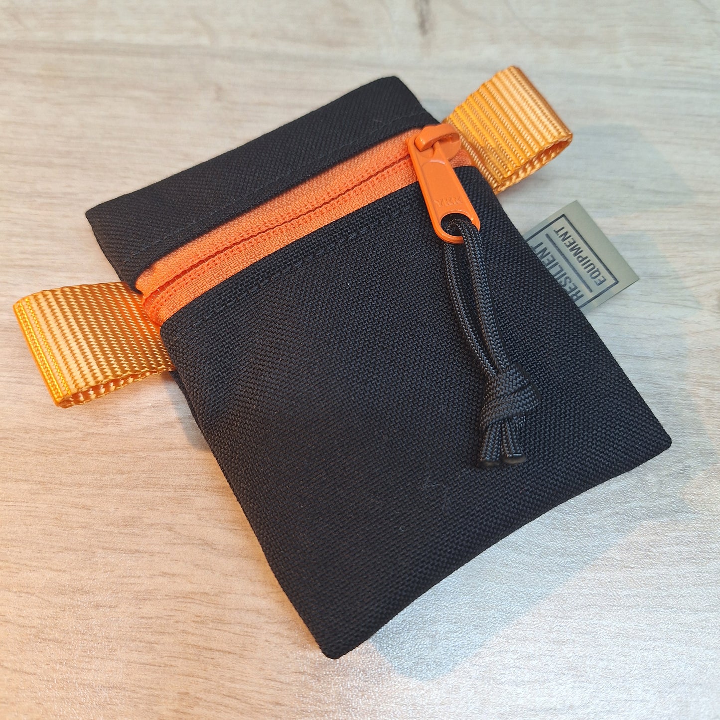 Black Mini Pouch with Orange Zip and Lining