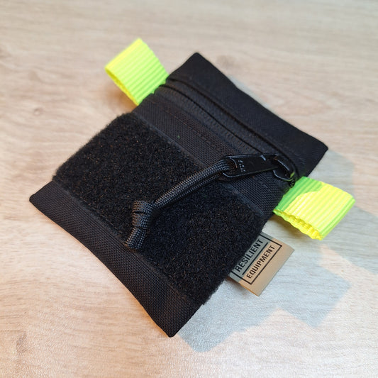 Black Mini Pouch with Velcro and Flouro Yellow Tabs