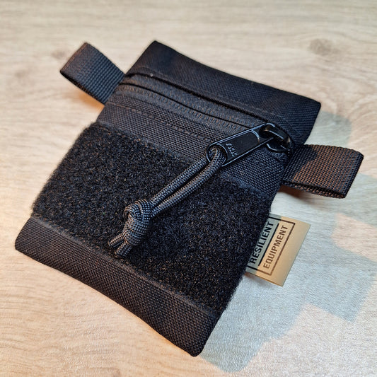 Black Mini Pouch with Velcro and Flouro Green Lining