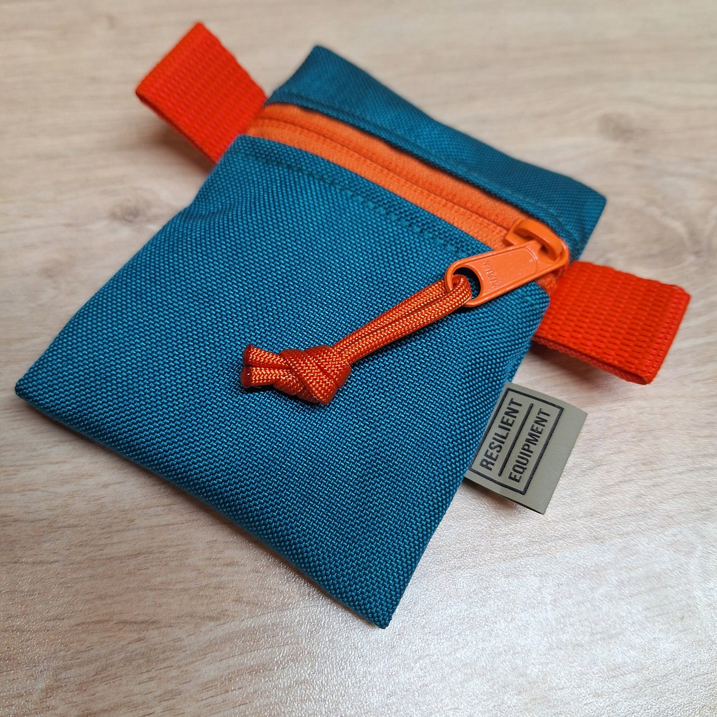 Turquoise Mini Pouch with Orange Zip