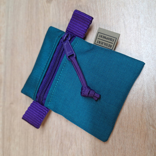 Turquoise Mini Pouch with Purple Zip