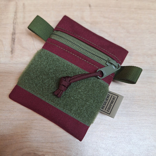 Burgundy Mini Pouch with Olive Zip and Velcro