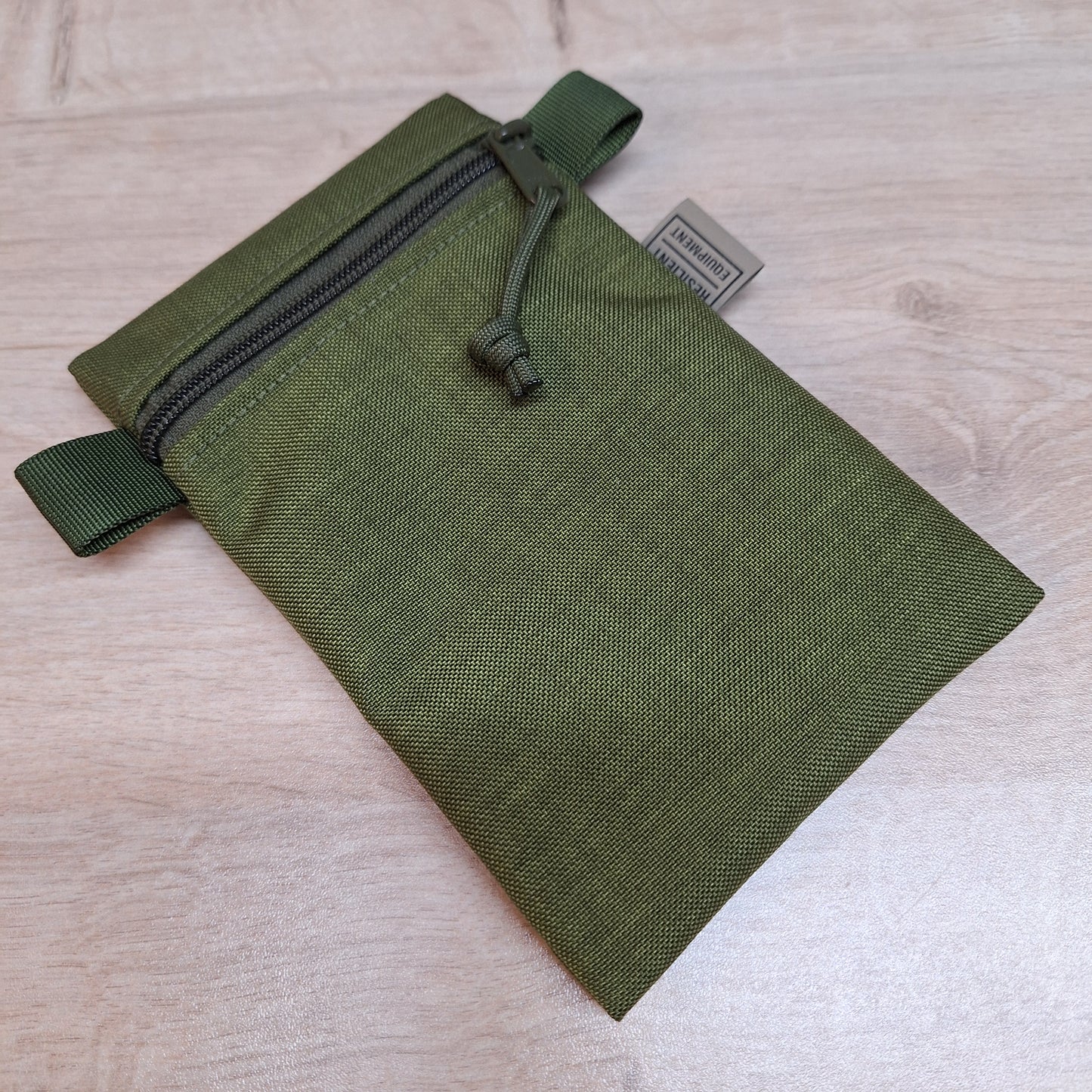 Danish Olive Green Vertical Pouch with Olive Green YKK Zip