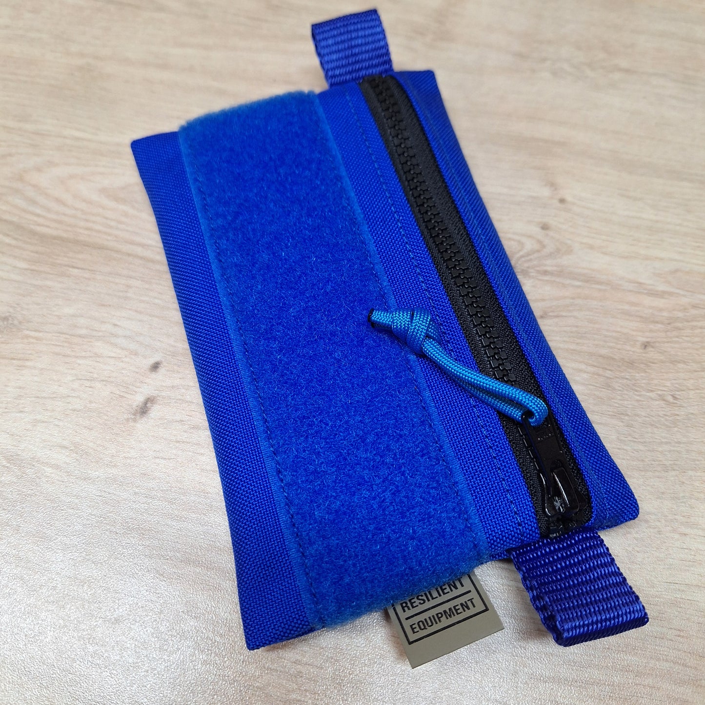 Blue Simple EDC Pouch with Black Zip and Blue Velcro