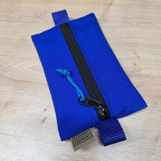 Blue Small Centre Zip Pouch with Black Zip