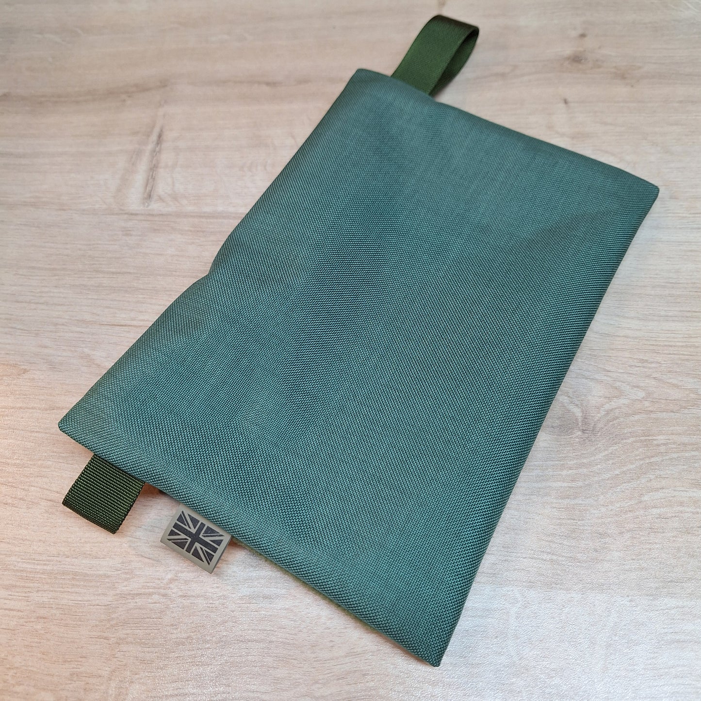 Bronze Green A5 Horizontal Pouch with Olive Zip and Loop Panel