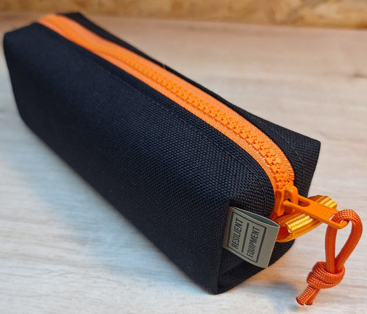 Black Pencil Case with Orange Zip