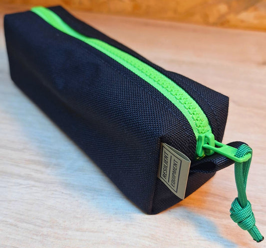 Black Pencil Case with Fluoro Green Zip