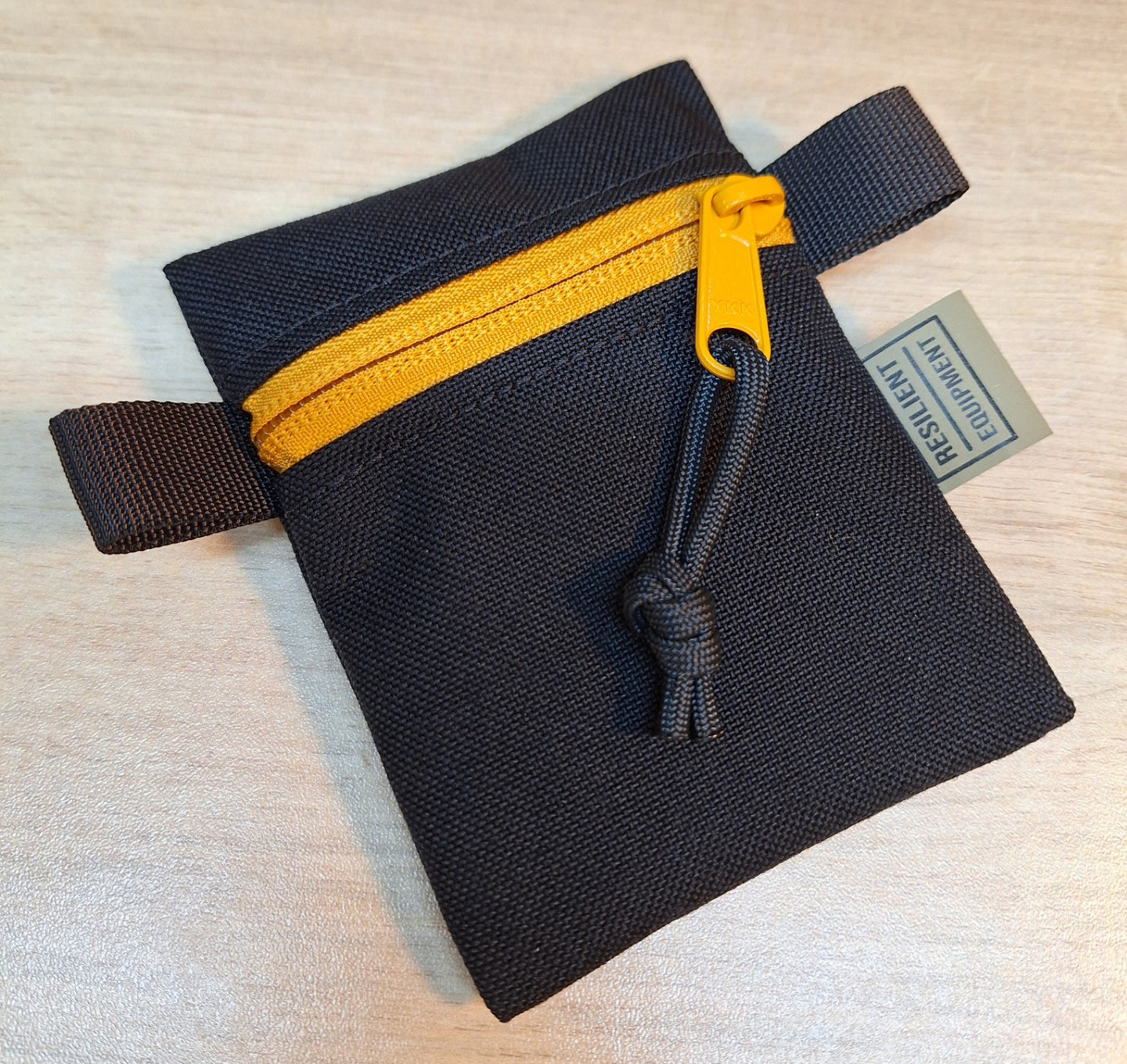 Black Mini Pouch With Gold Zip