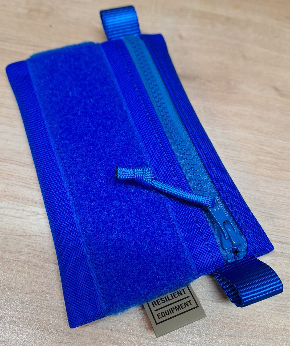 Blue Simple EDC Pouch with Blue Zip and Velcro