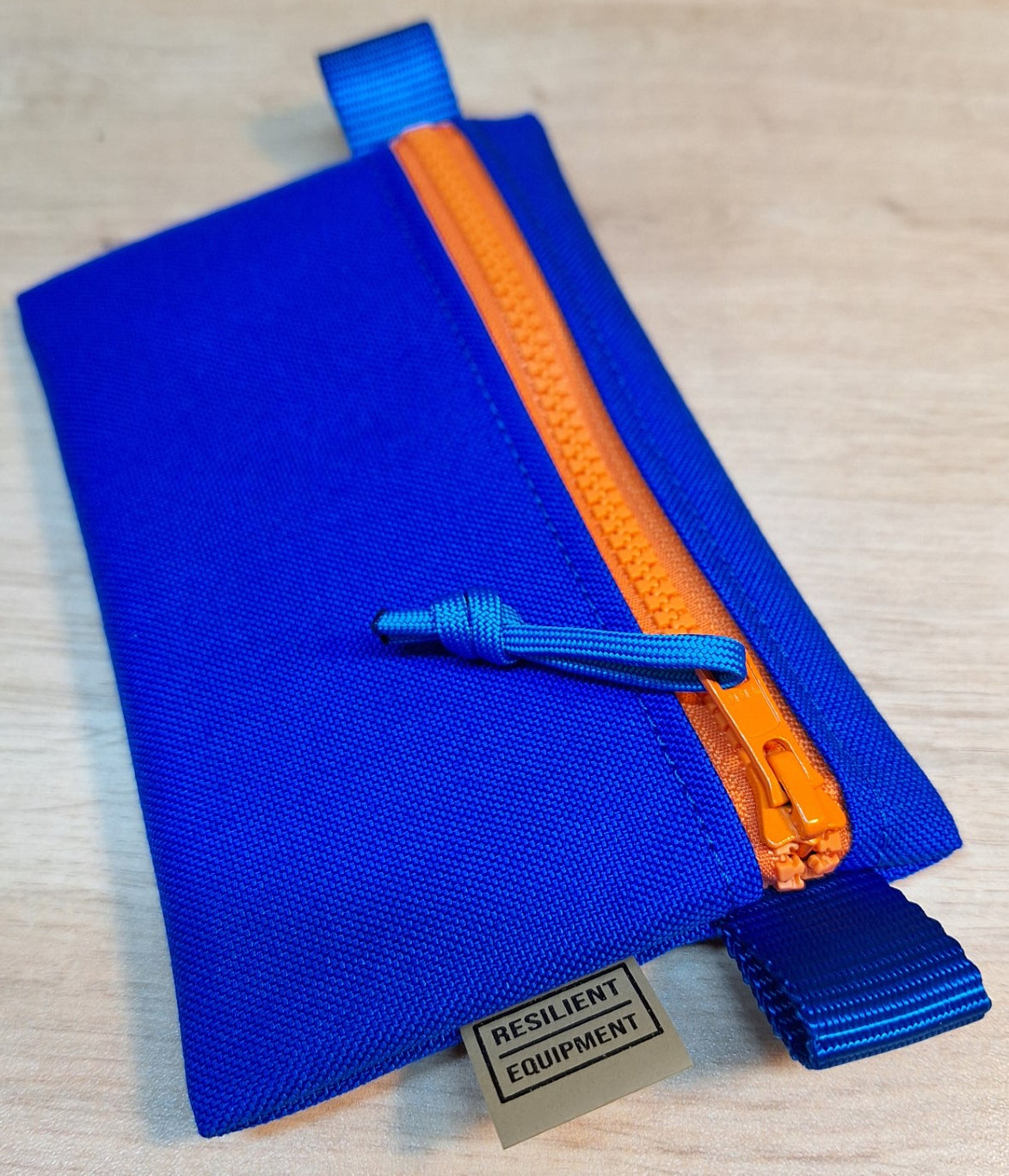 Blue Simple EDC Pouch with Orange Zip