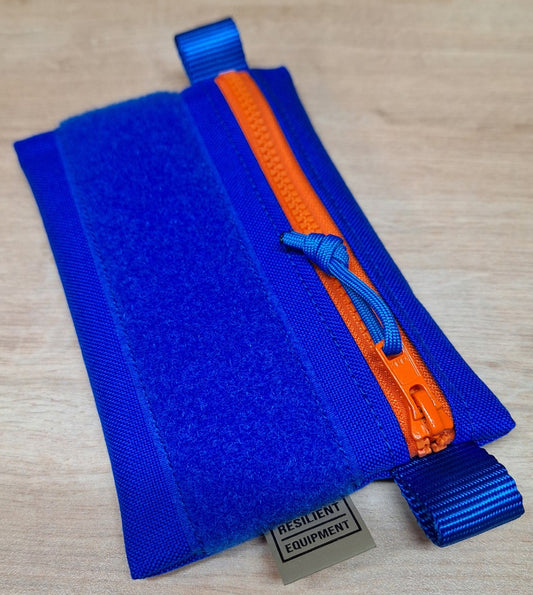 Blue Simple EDC Pouch with Orange Zip and Blue Velcro