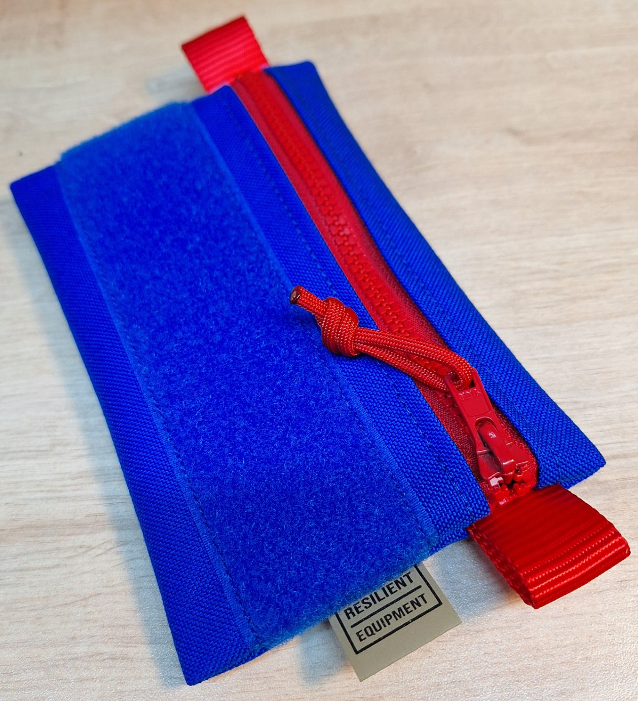 Blue Simple EDC Pouch with Red Zip