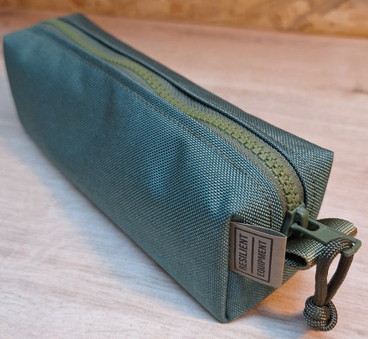 Bronze Green Pencil Case with Olive Green Zip