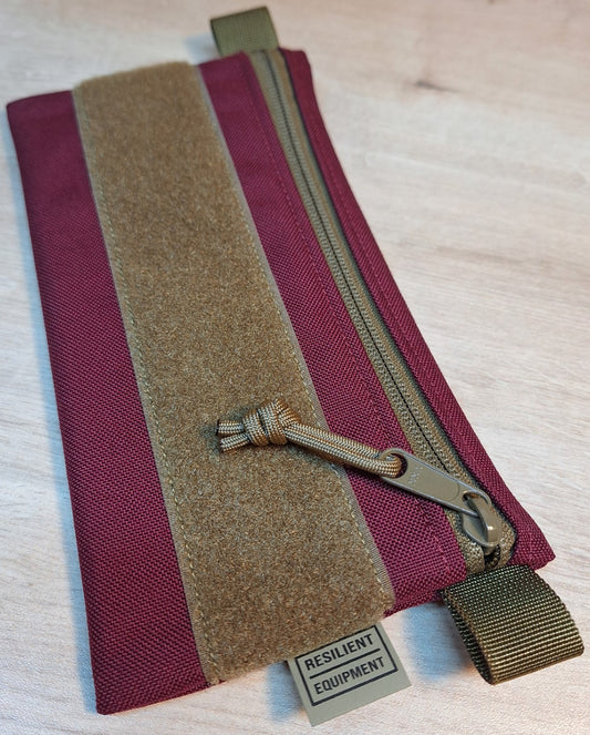 Burgundy License Pouch with Coyote Zip and Velcro