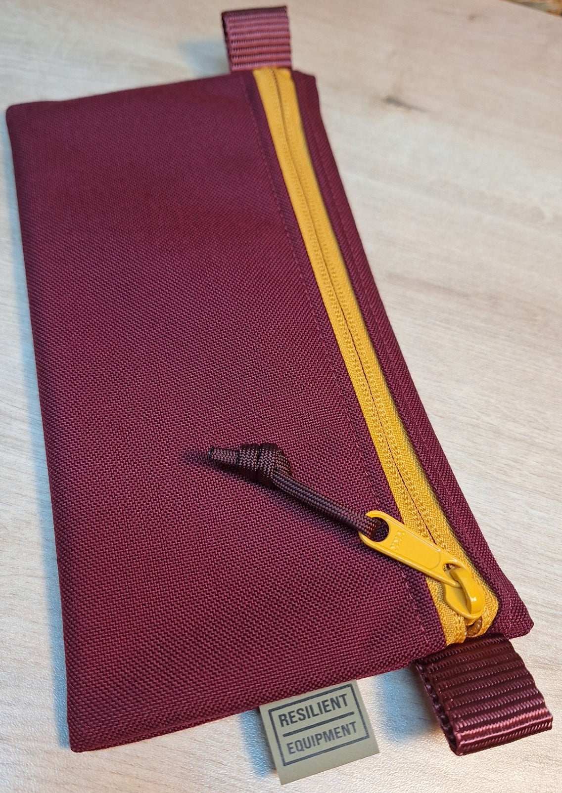 Burgundy License Pouch with Gold Zip