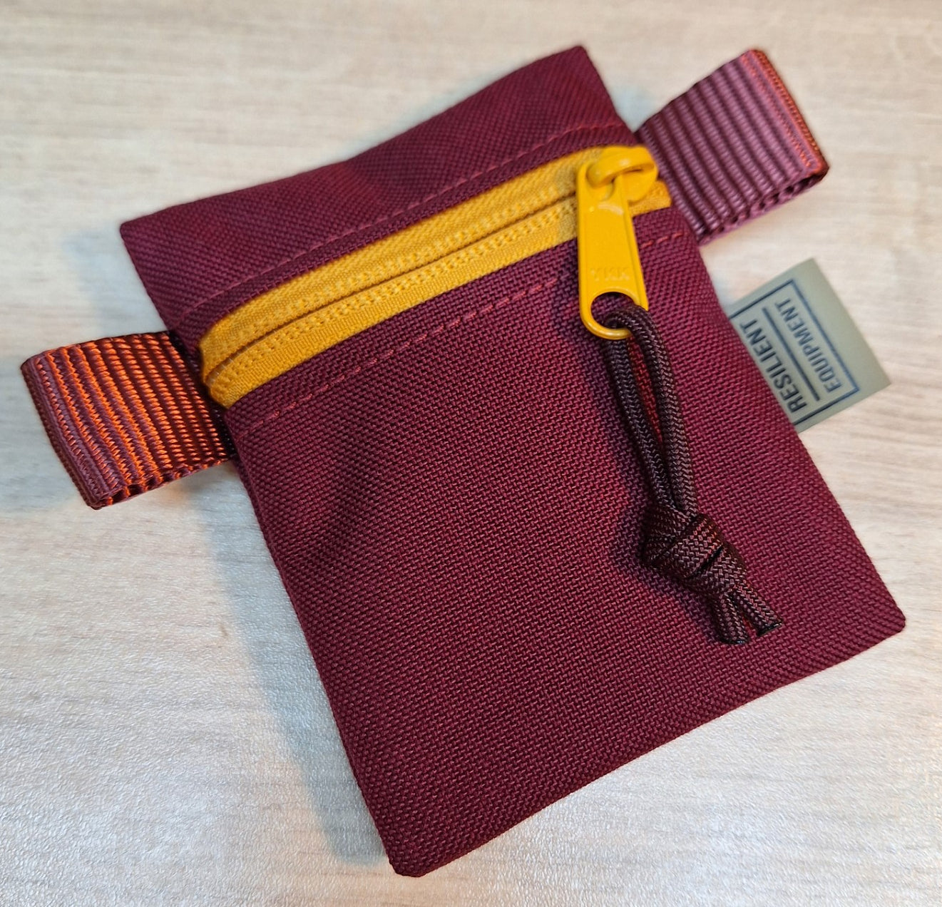 Burgundy Mini Pouch with Gold Zip