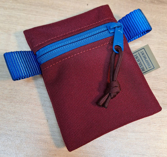 Burgundy Mini Pouch with Blue Zip