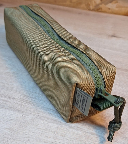 Coyote Brown Pencil Case with Olive Zip