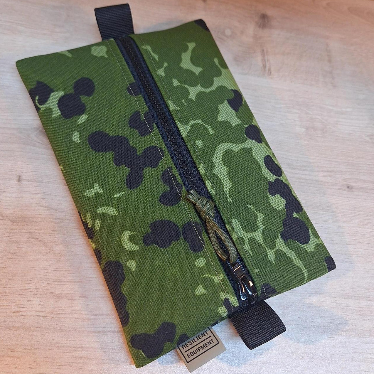 Danish M84 Camouflage Medium Centre Zip Pouch with Black Zip