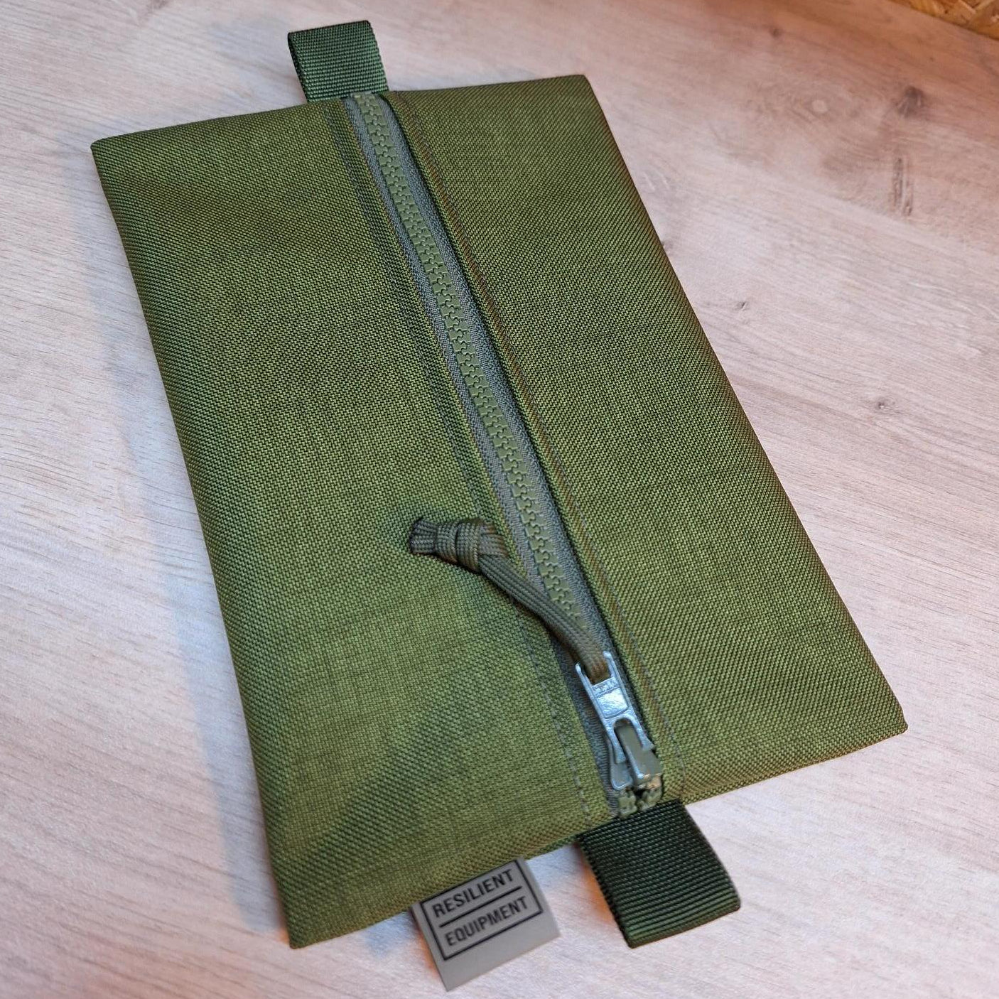 Danish Olive Green Medium Centre Zip Pouch