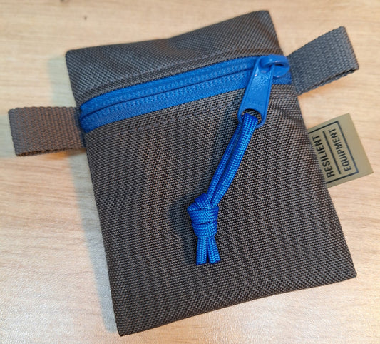 Grey Mini Pouch with Blue Zip