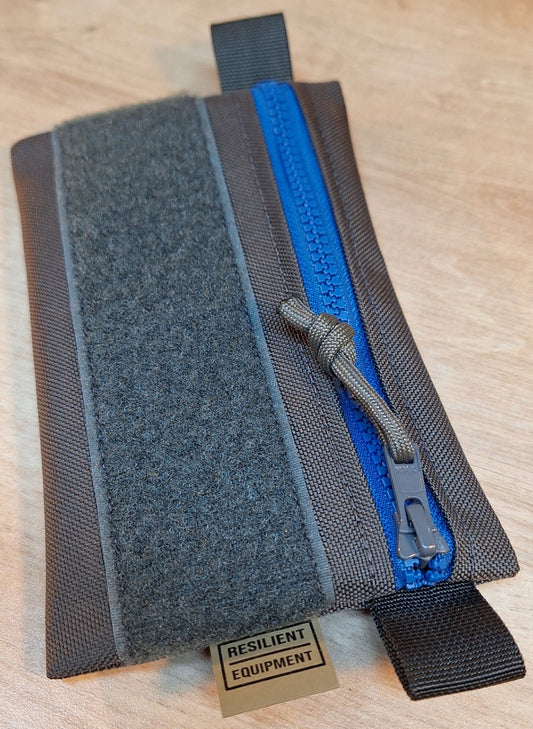 Grey Simple EDC Pouch with Blue Zip