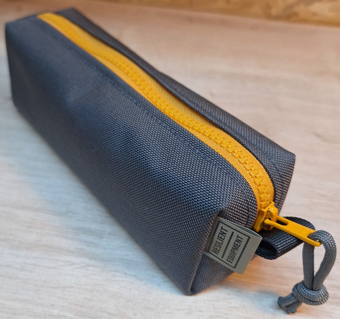 Grey Pencil Case with Gold Zip