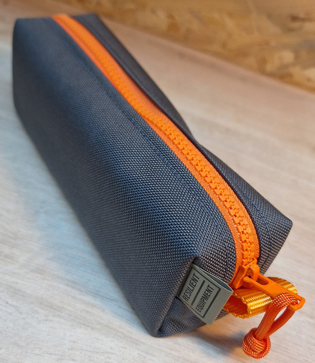 Grey Pencil Case with Orange Zip