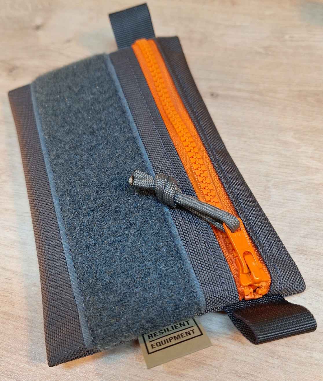 Grey Simple EDC Pouch with Orange Zip