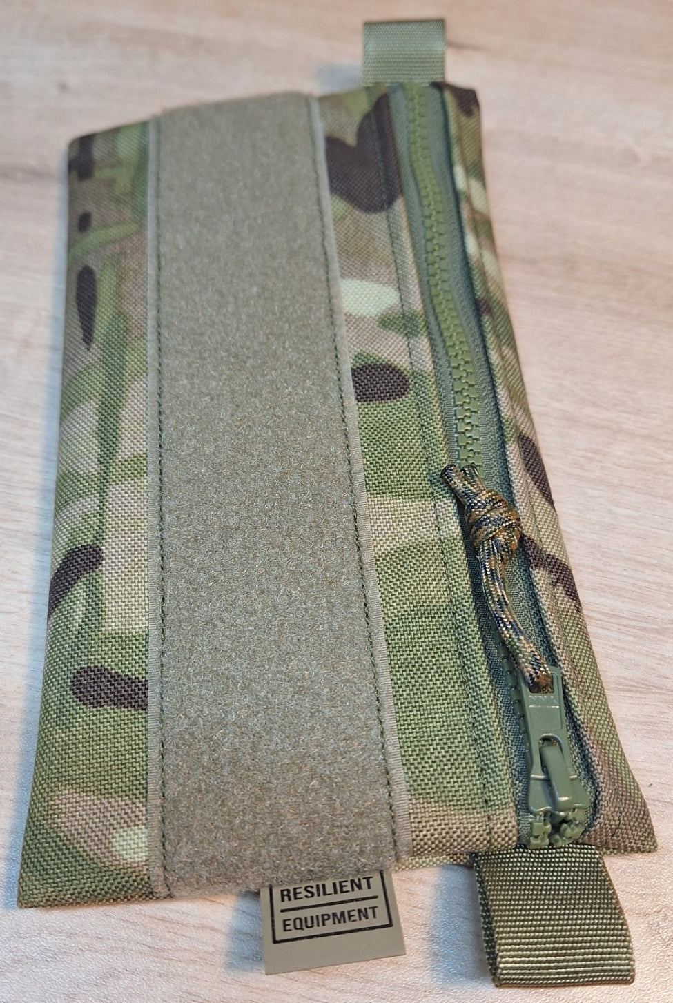 Multi Terrain Pattern License Pouch with Olive Zip and Velcro