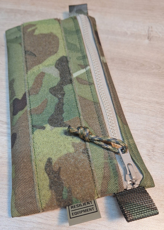 Multi Terrain Pattern License Pouch with Beige Zip and Multicam Velcro