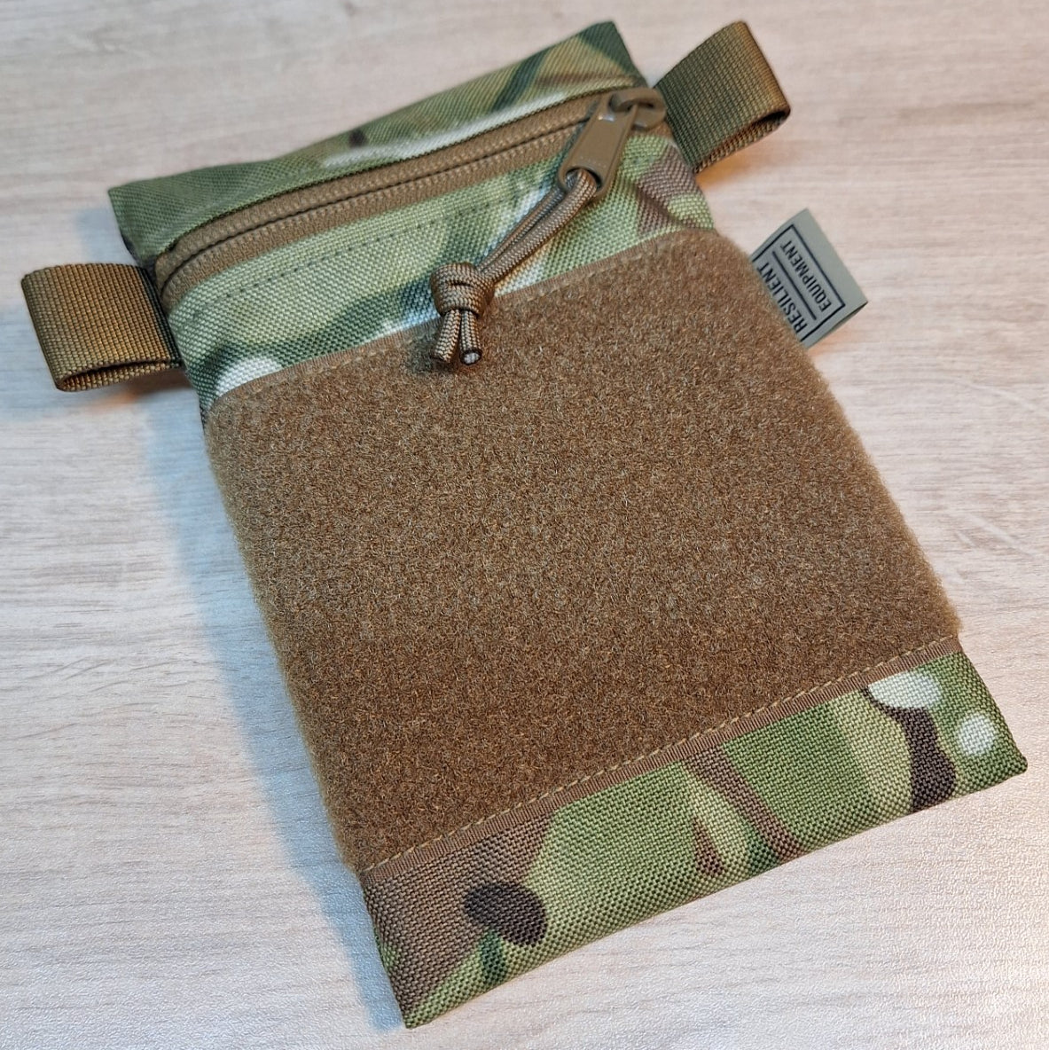 Multi Terrain Pattern Vertical Pouch With Coyote zip