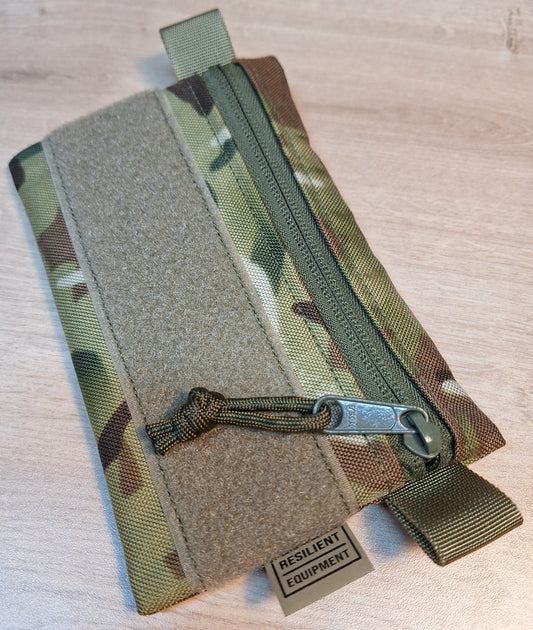 Multi Terrain Pattern Simple EDC Pouch with Olive zip and Velcro