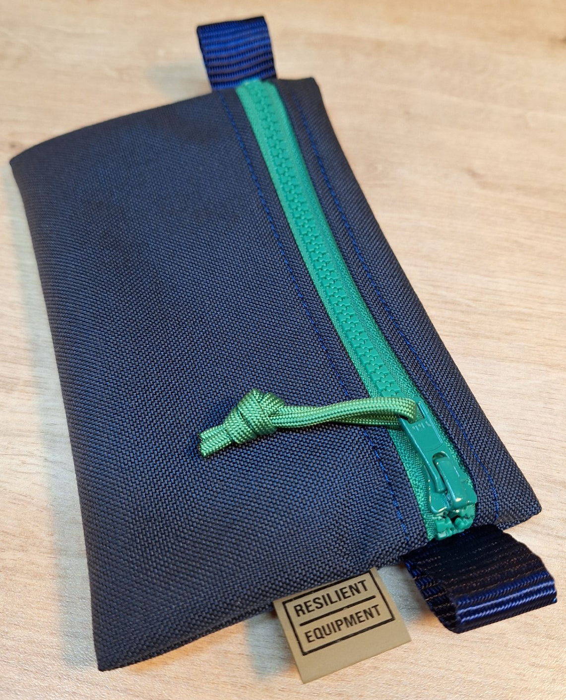 Navy Simple EDC Pouch with Green Zip