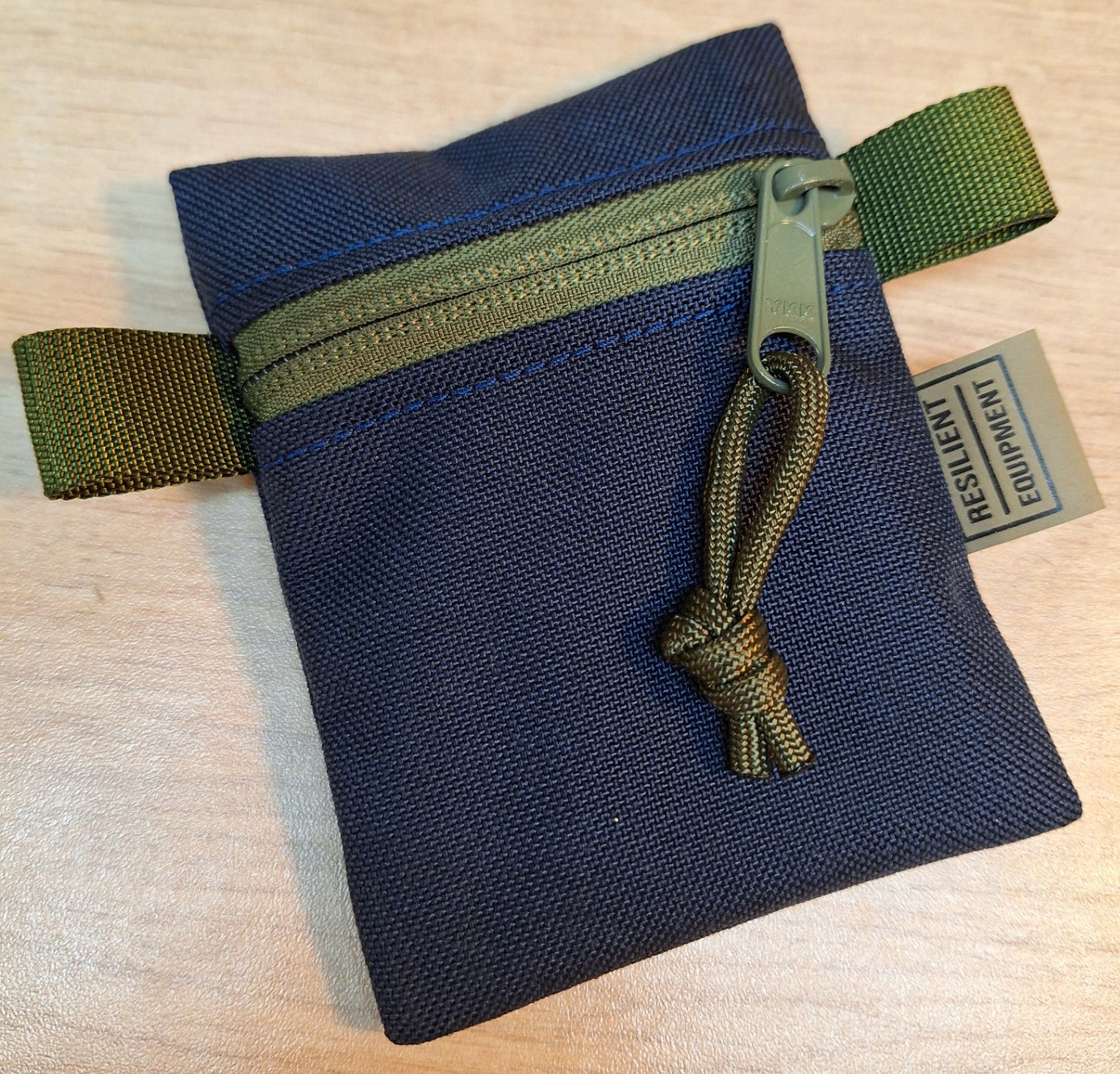 Navy Mini Pouch with Olive Green Zip