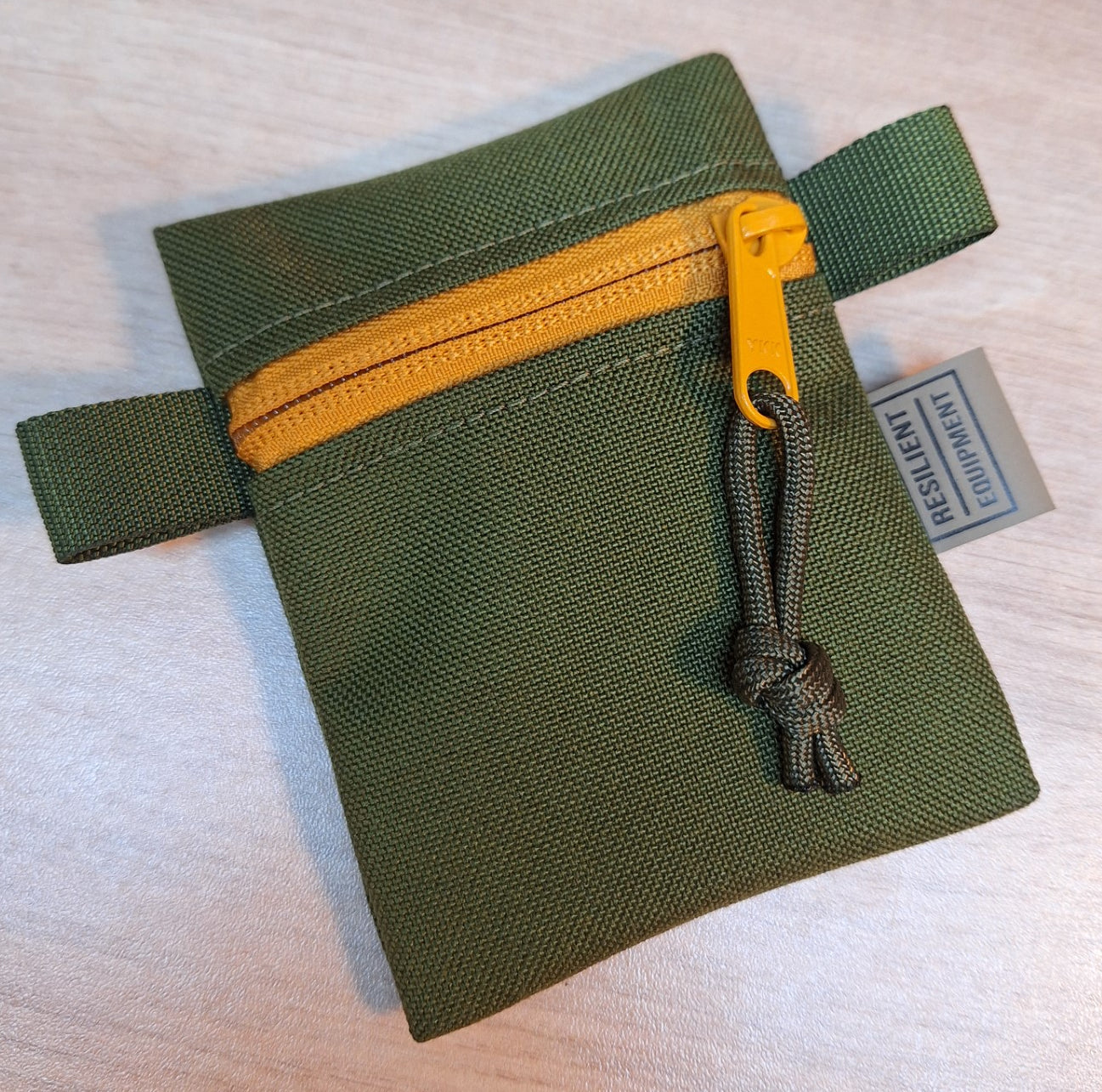 Olive Mini Pouch with Gold Zip