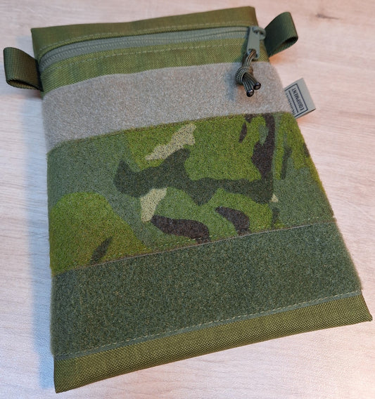 Danish Olive Green Wide Vertical Pouch with Olive Zip and Velcro