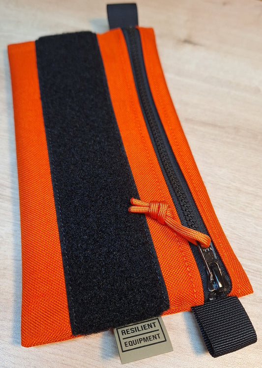 Orange License Pouch with Black Zip and Velcro