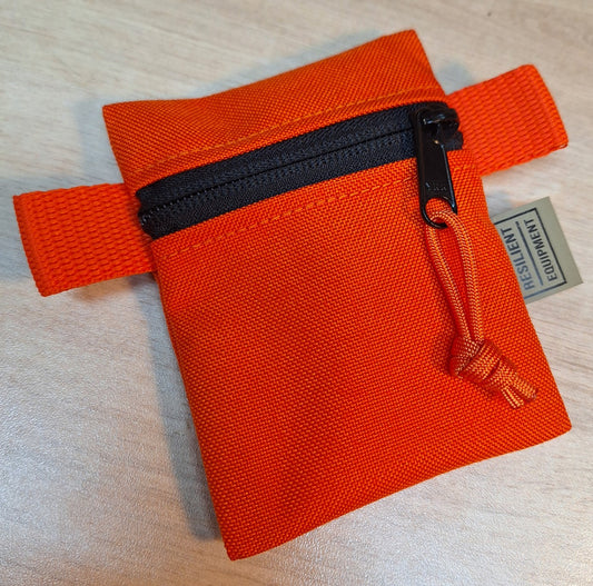 Orange Mini Pouch with Black zip and Orange webbing tabs