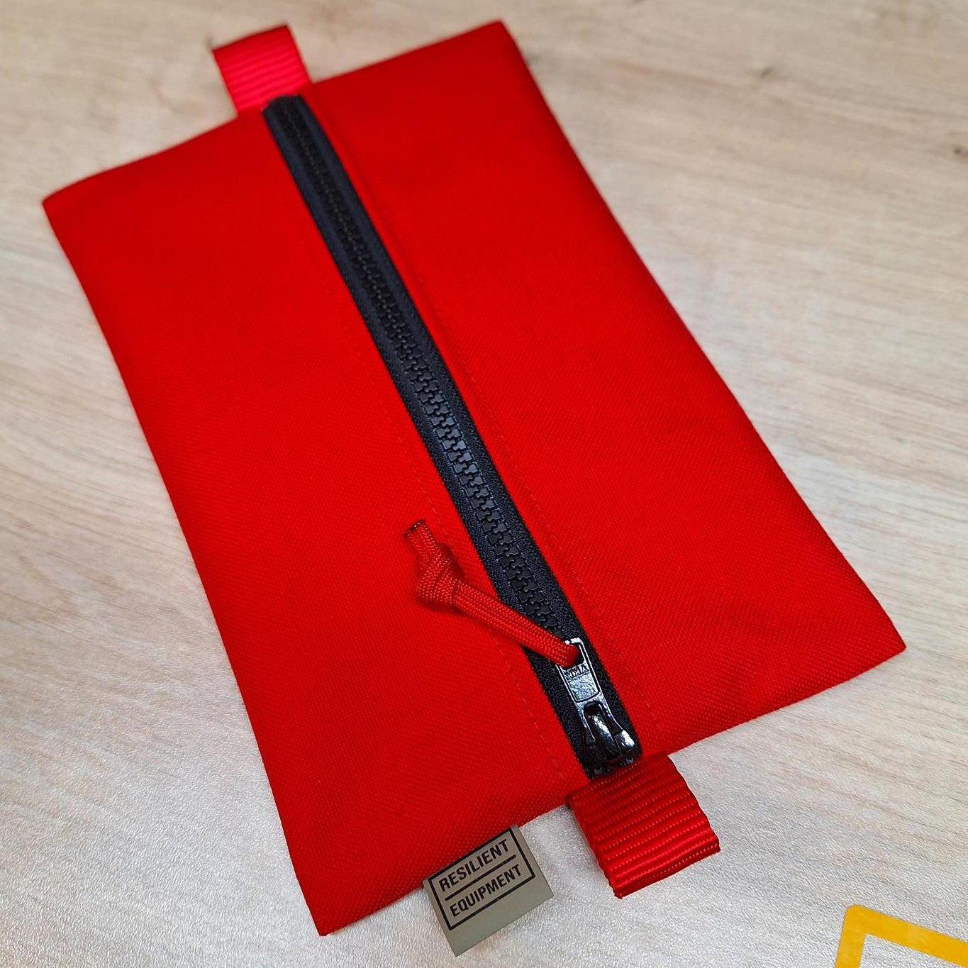 Red Medium Centre Zip Pouch with Black Zip